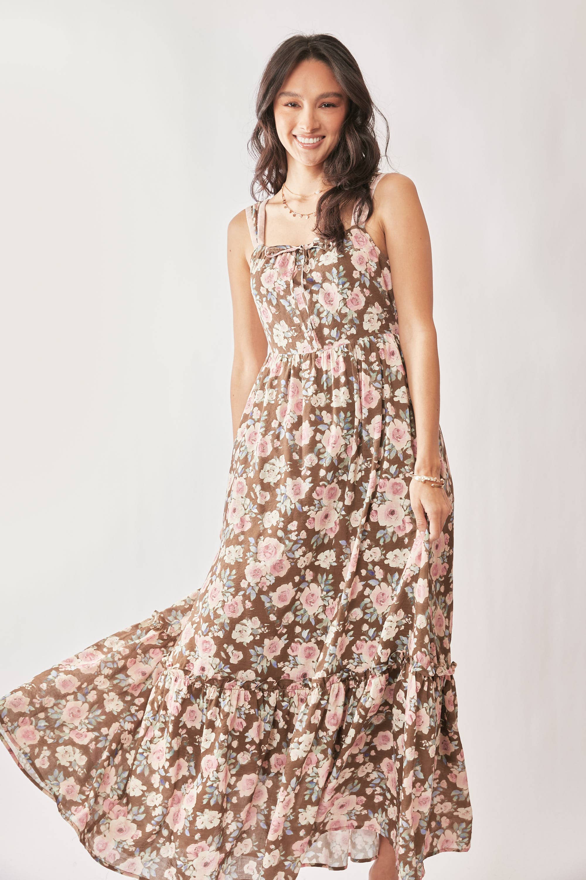 Amelie Mocha Rose Floral Dress - Image 11