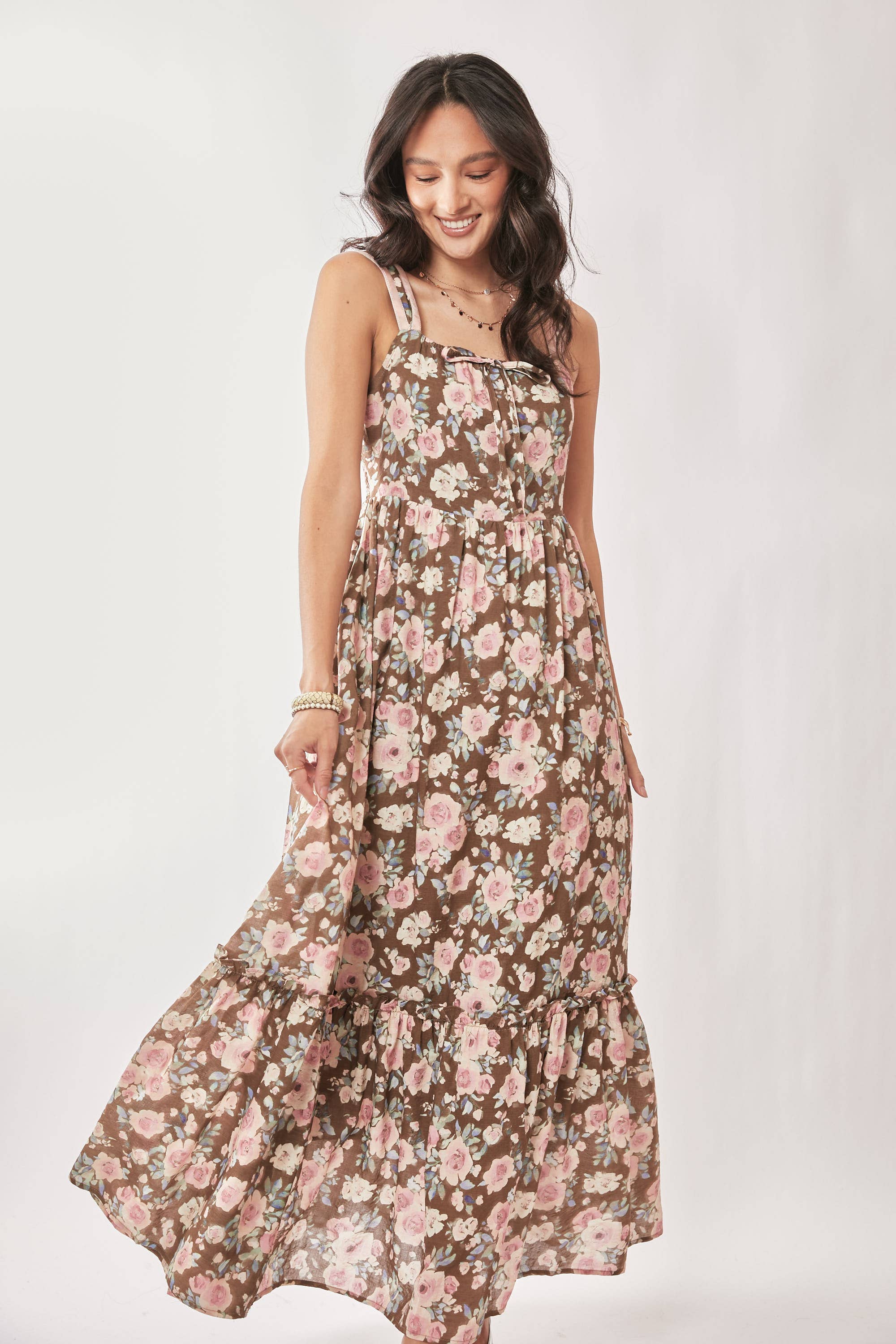 Amelie Mocha Rose Floral Dress - Image 12