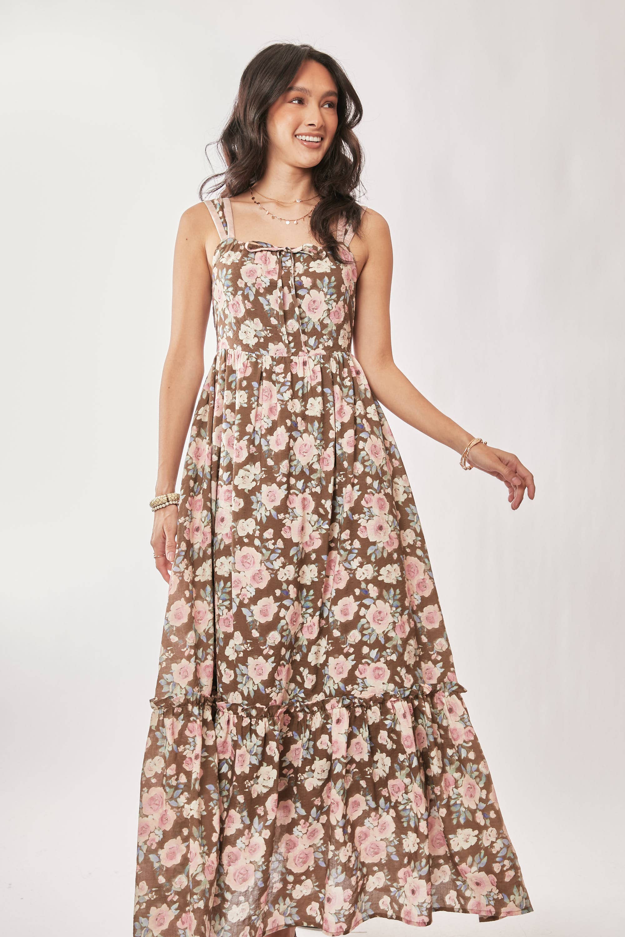 Amelie Mocha Rose Floral Dress - Image 13