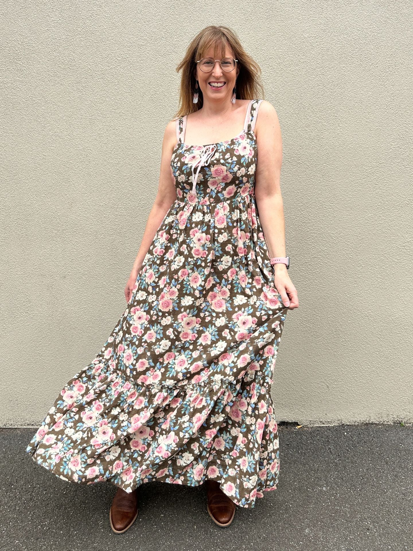 Amelie Mocha Rose Floral Dress - Image 3