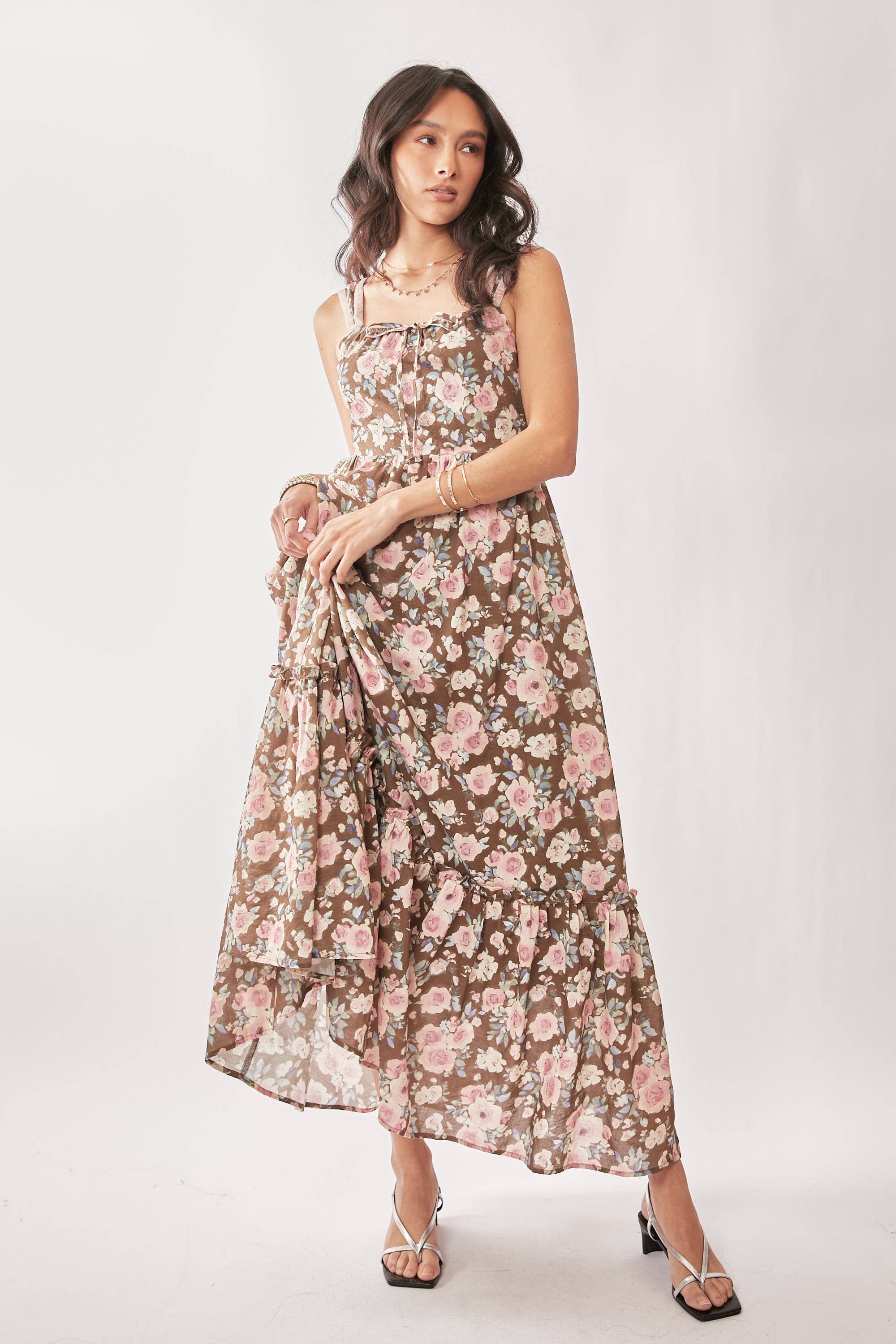 Amelie Mocha Rose Floral Dress - Image 6