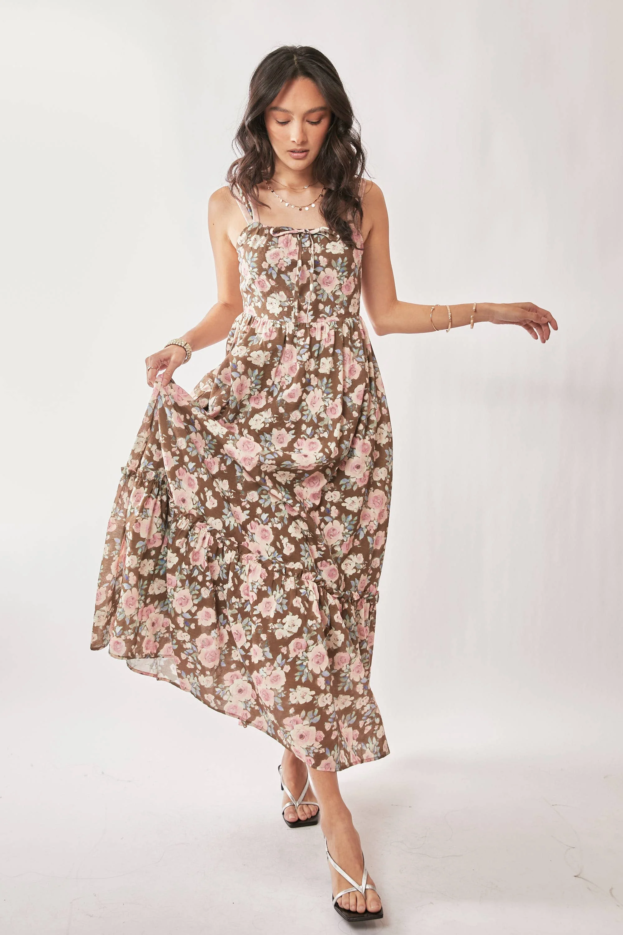 Amelie Mocha Rose Floral Dress - Image 7