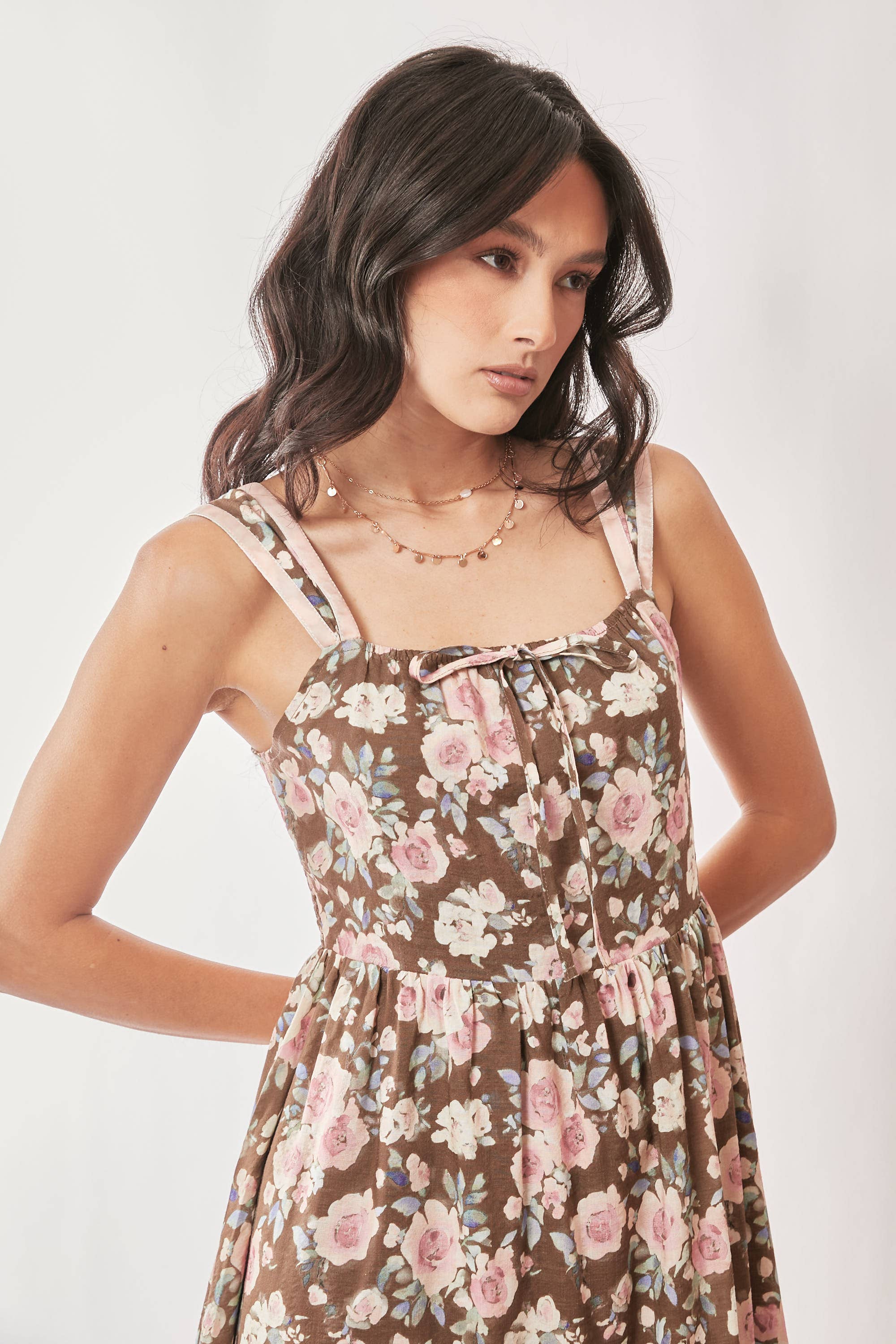 Amelie Mocha Rose Floral Dress - Image 9