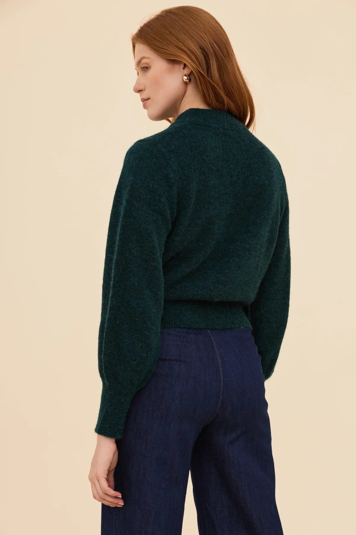 Bell Sleeve Alpaca Knit Jumper in Deep Green - Image 4