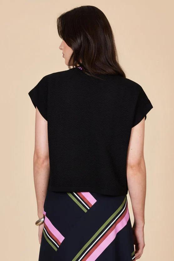 Black Capped Sleeve Zig Zag Knit - Image 4