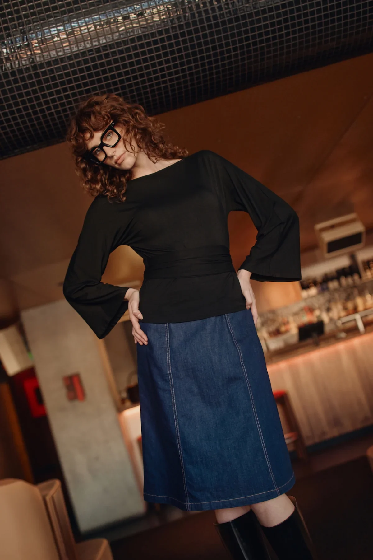 Black Tie Waist Top - Image 2
