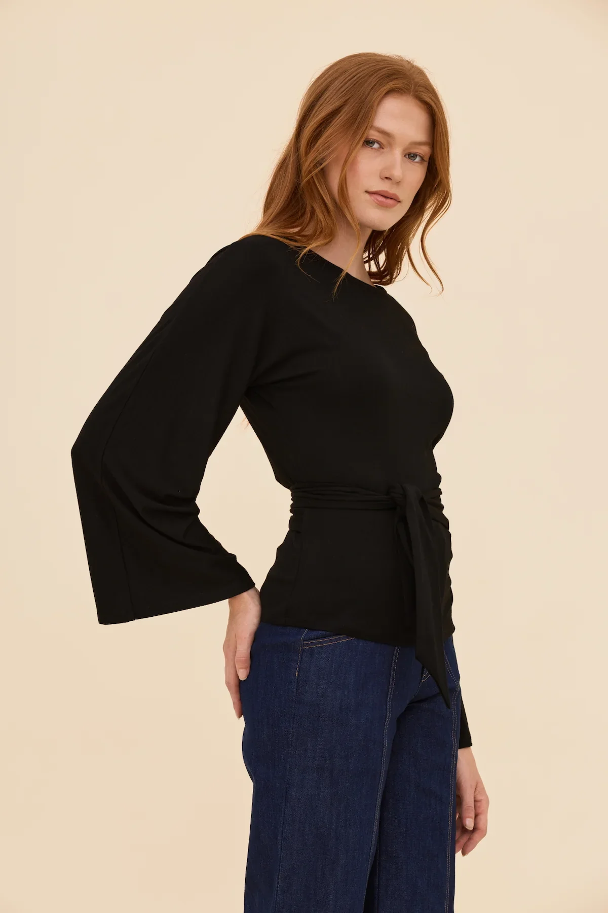 Black Tie Waist Top - Image 5