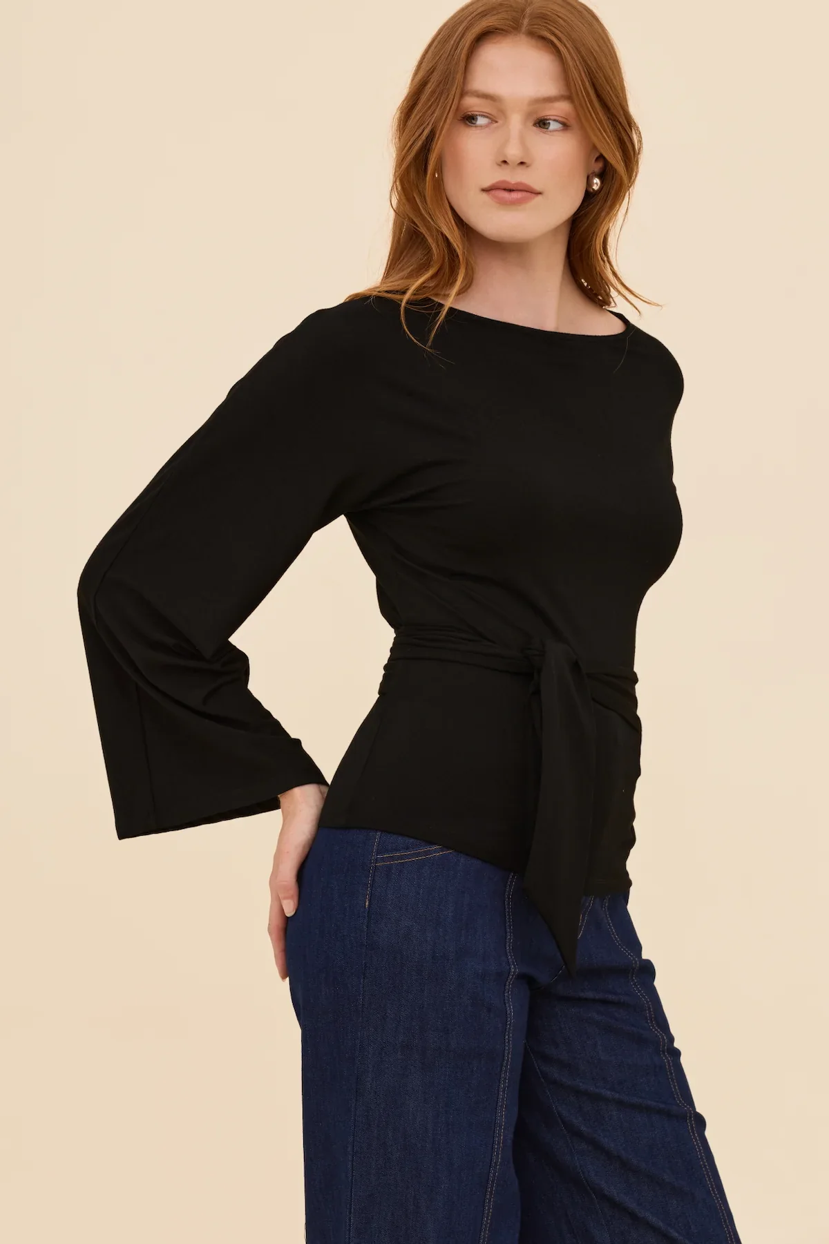 Black Tie Waist Top - Image 7