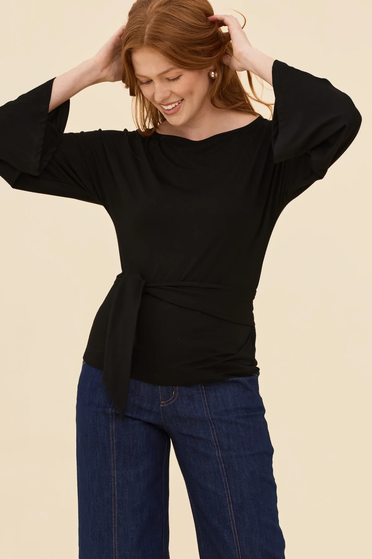 Black Tie Waist Top - Image 8