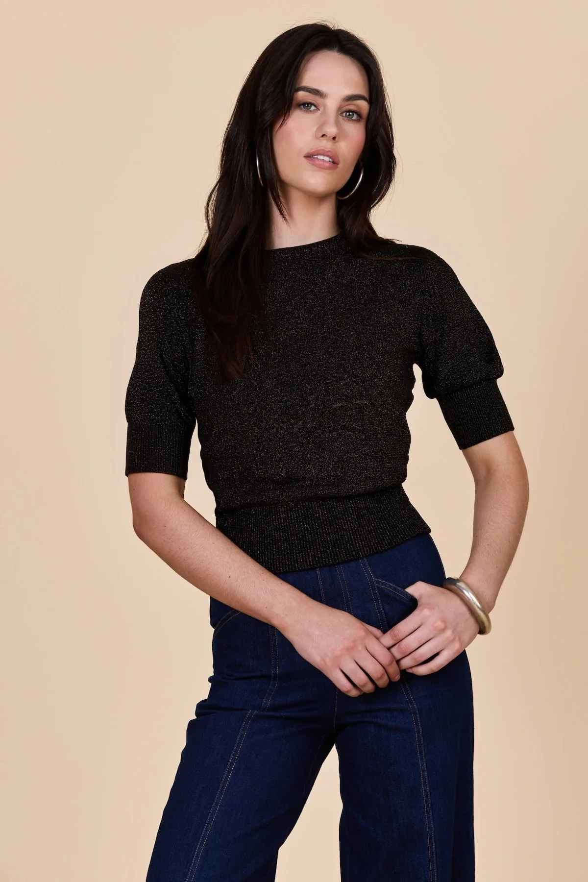 Black with Bronze Lurex Knit Jumper - Image 13