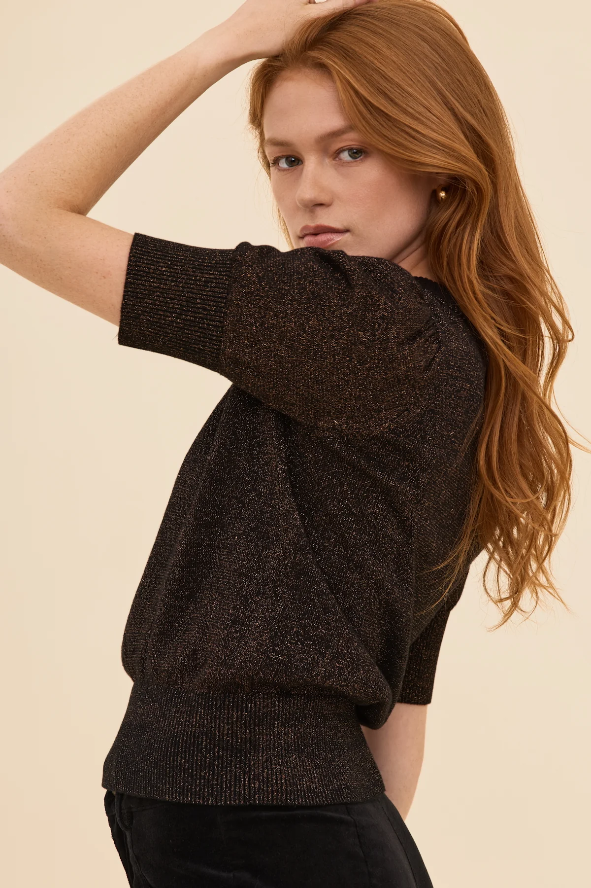 Black with Bronze Lurex Knit Jumper - Image 7