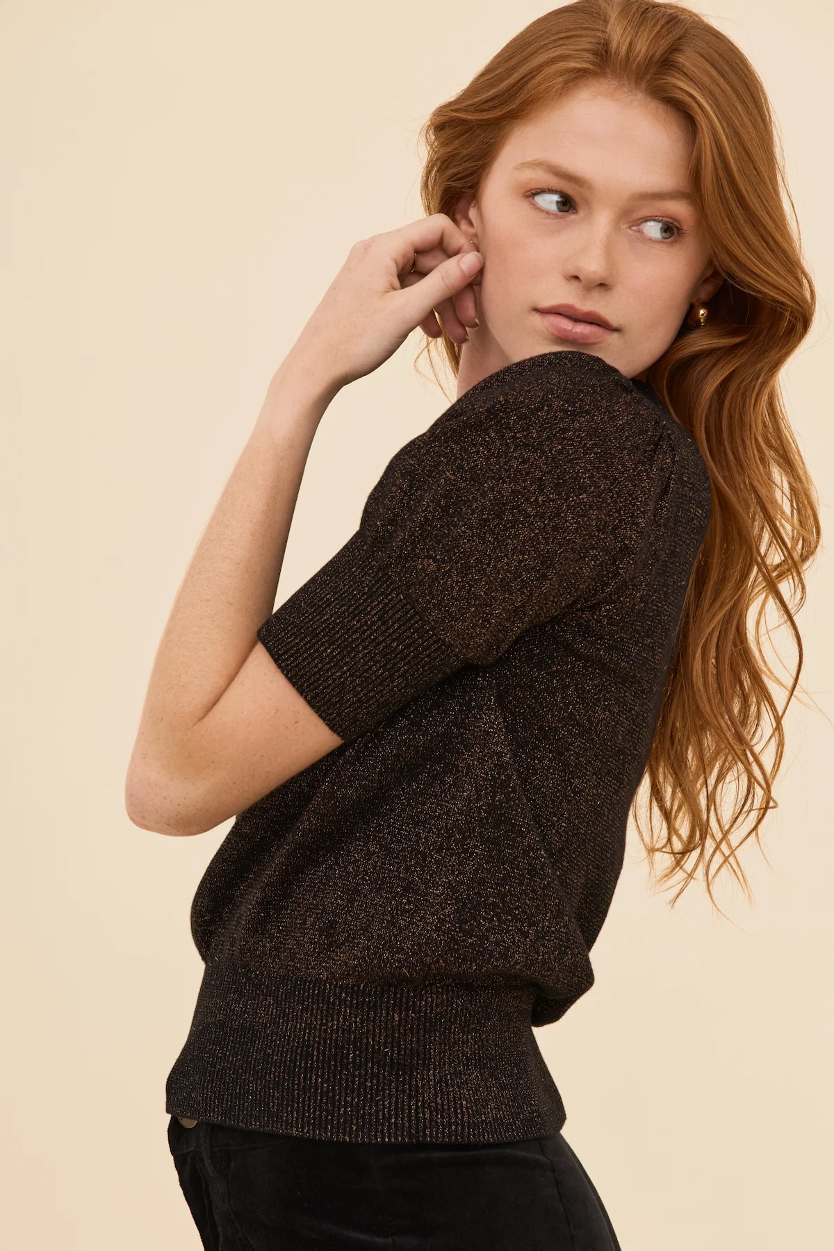 Black with Bronze Lurex Knit Jumper - Image 8