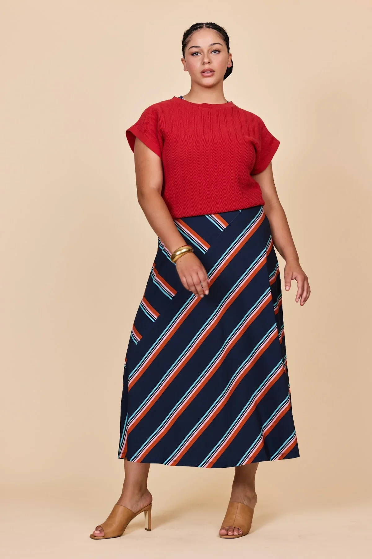 Brick Red Capped Sleeve Zig Zag Knit - Image 4