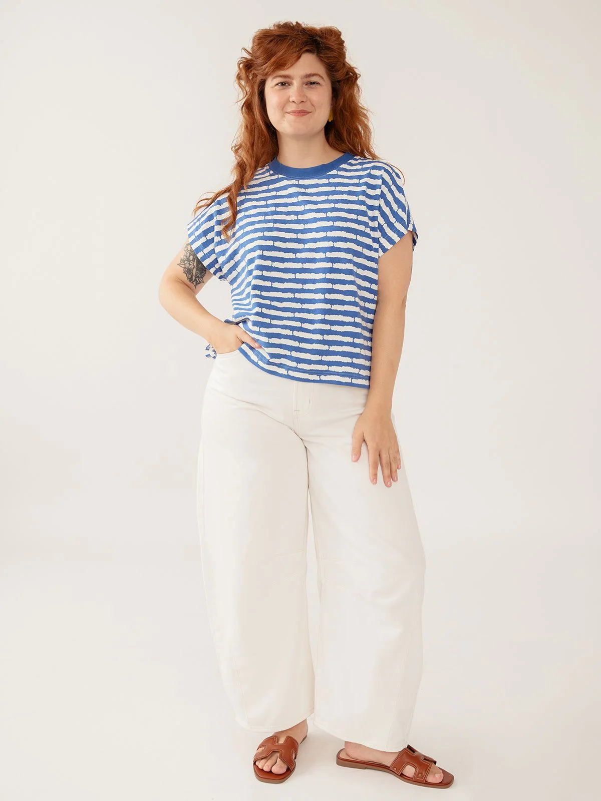 Caitlin Top - Cobalt Split Stripe - Image 4