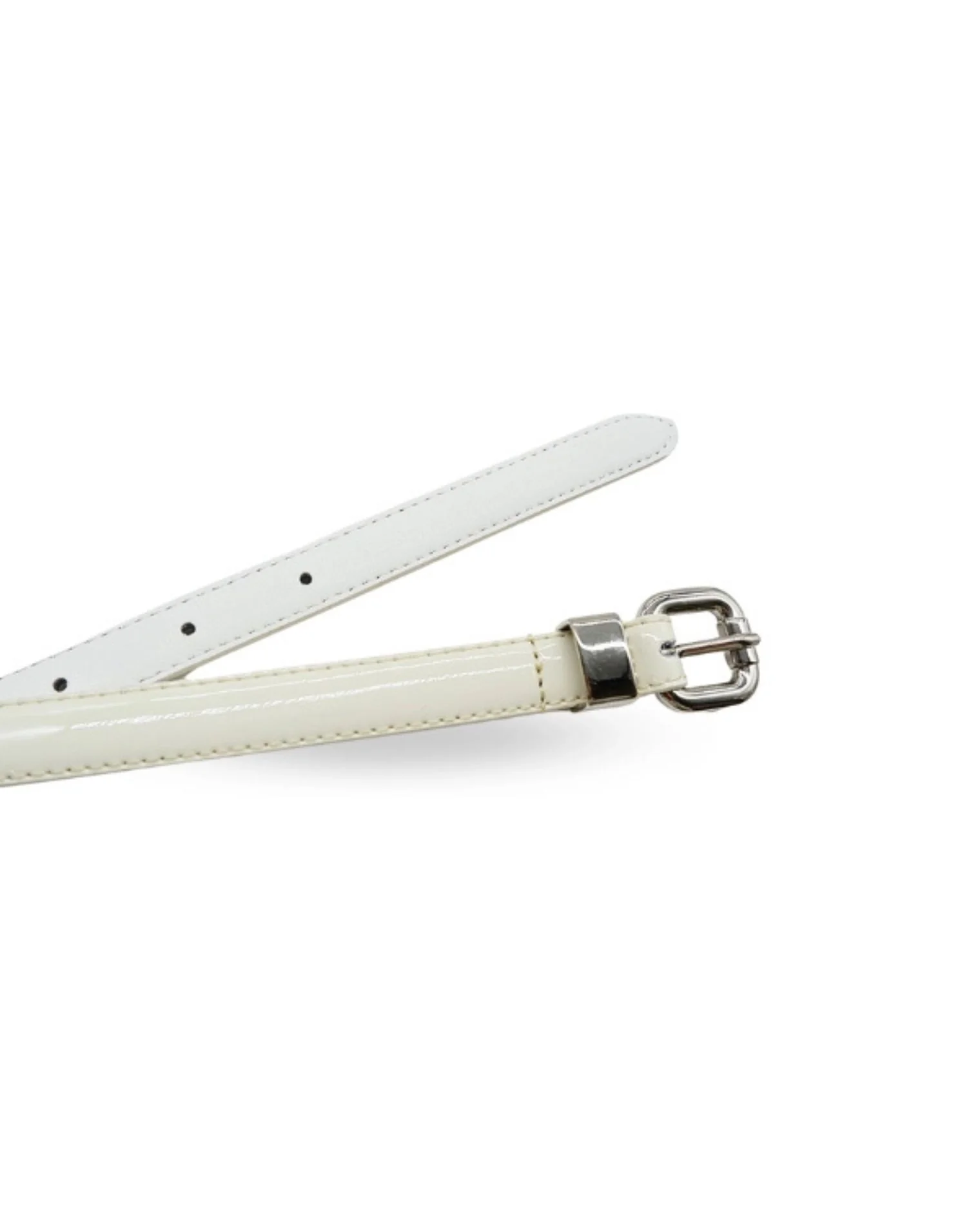 Carrie Skinny Patent Leather Belt – Off White - Image 3