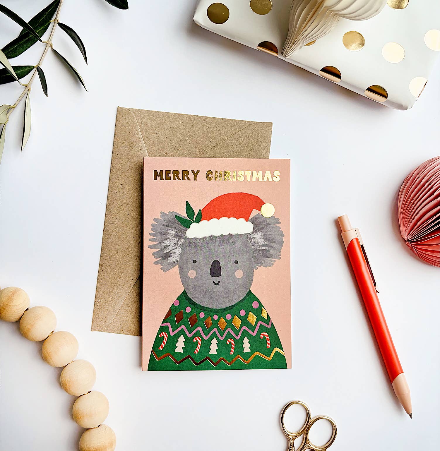 Christmas Koala Gold Foil Card - Image 3