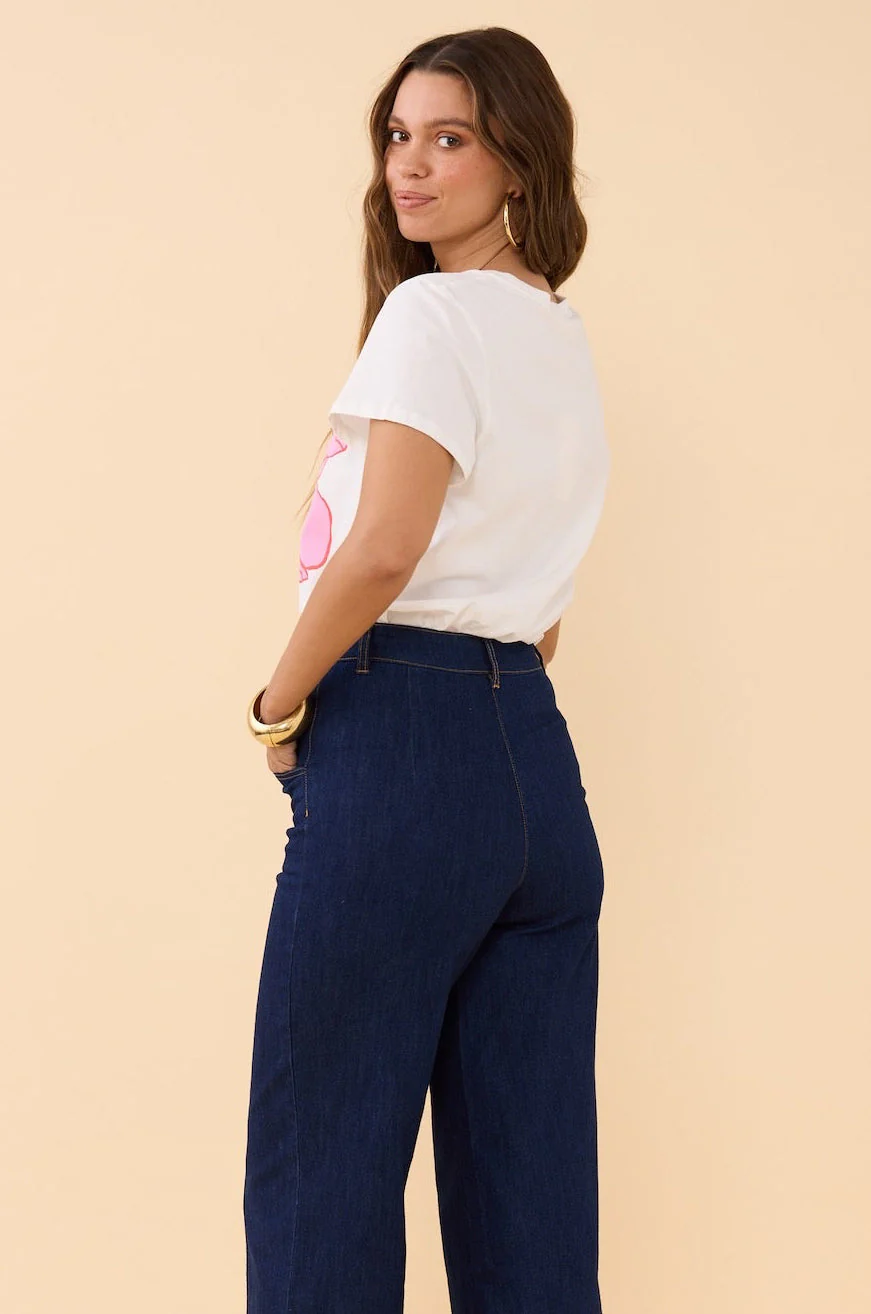 Denim High Waisted Pants - Dark Indigo - Image 11
