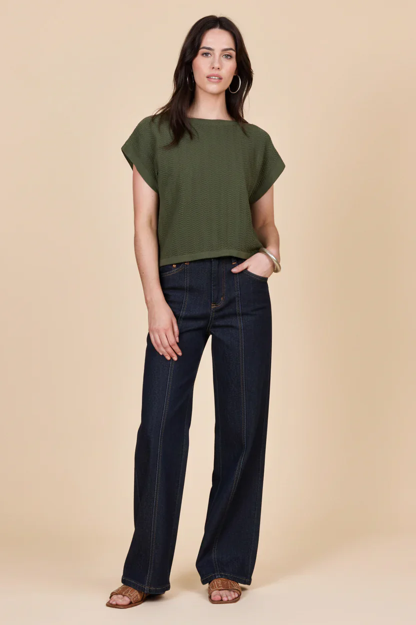 Denim High Waisted Pants - Dark Indigo - Image 13