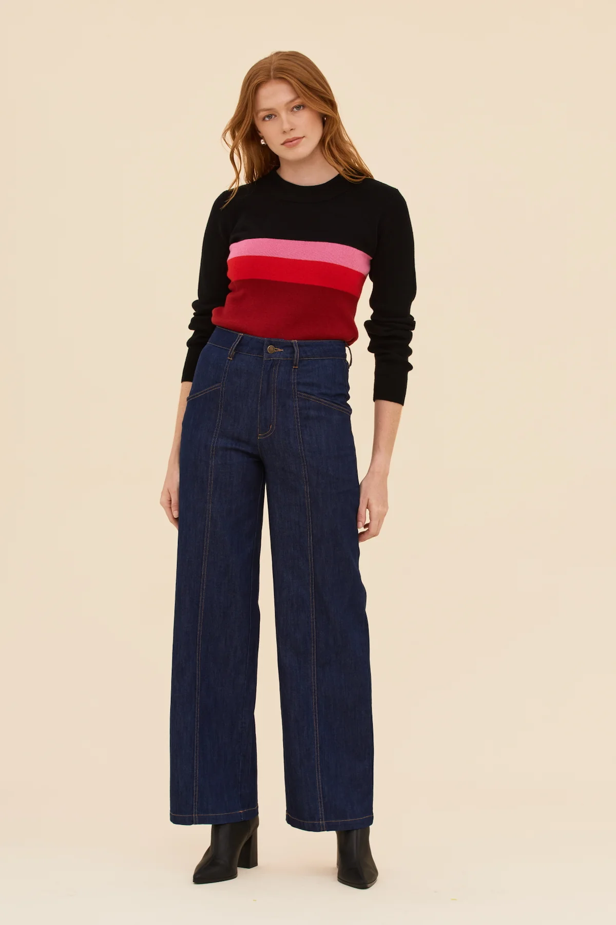Denim High Waisted Pants - Dark Indigo - Image 16