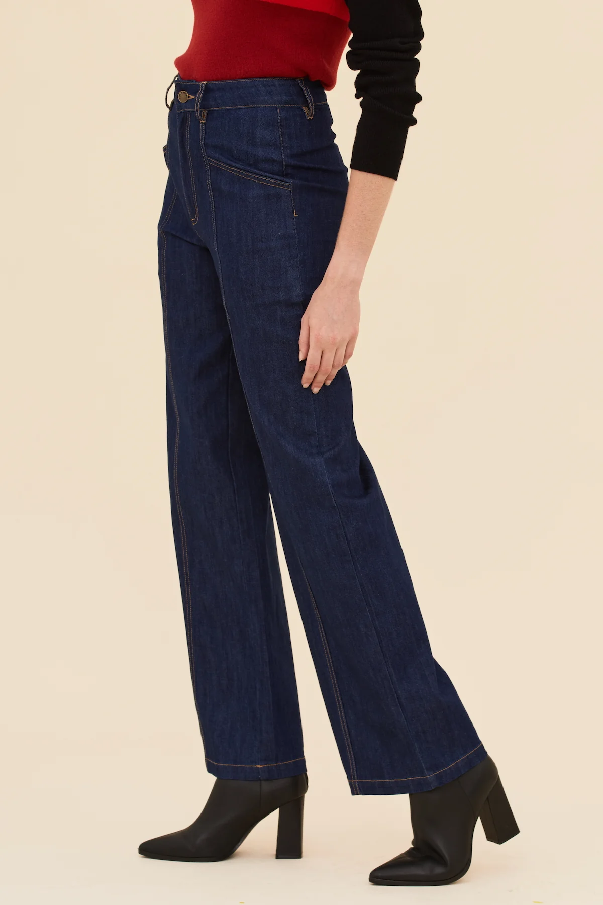 Denim High Waisted Pants - Dark Indigo - Image 17