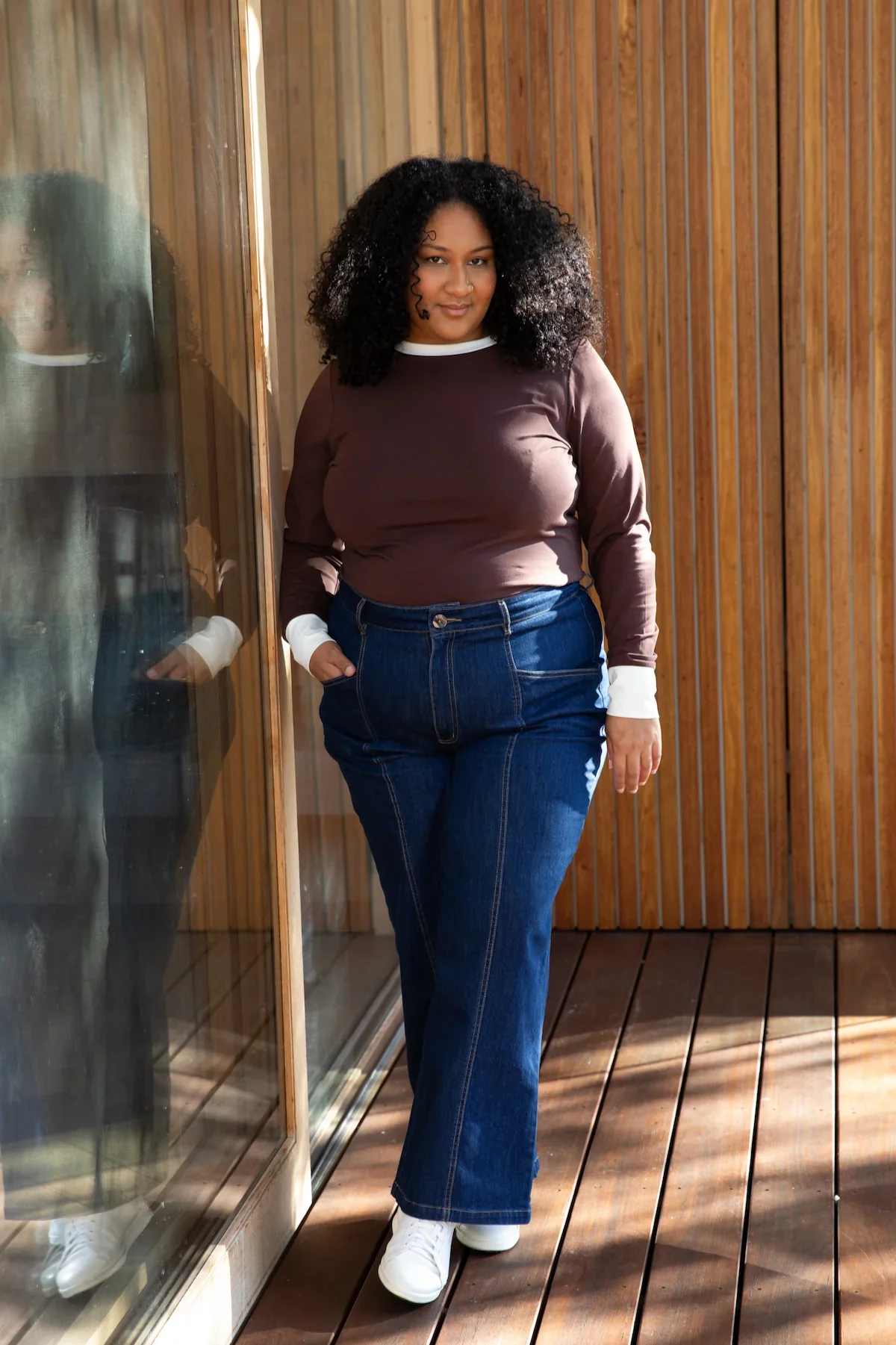 Denim High Waisted Pants - Dark Indigo - Image 3
