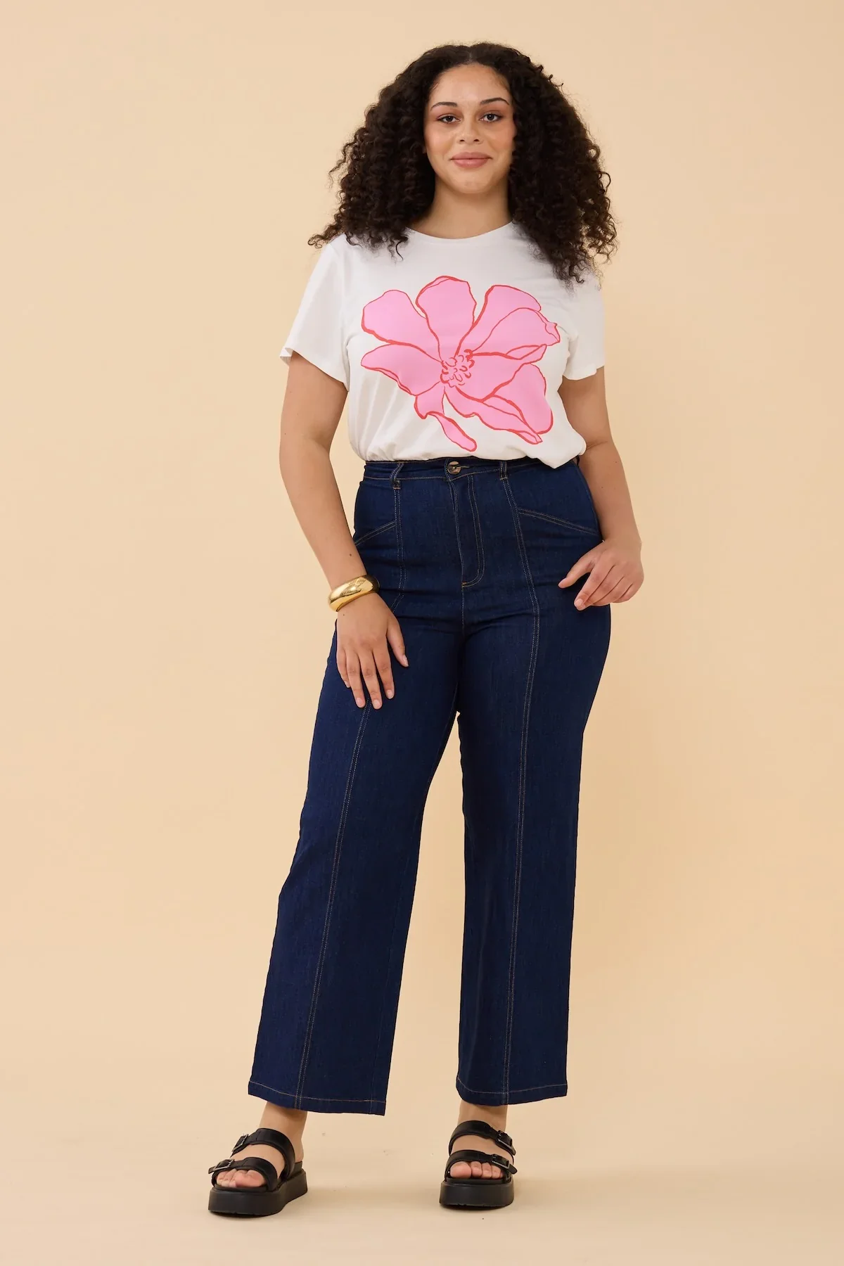 Denim High Waisted Pants - Dark Indigo - Image 6