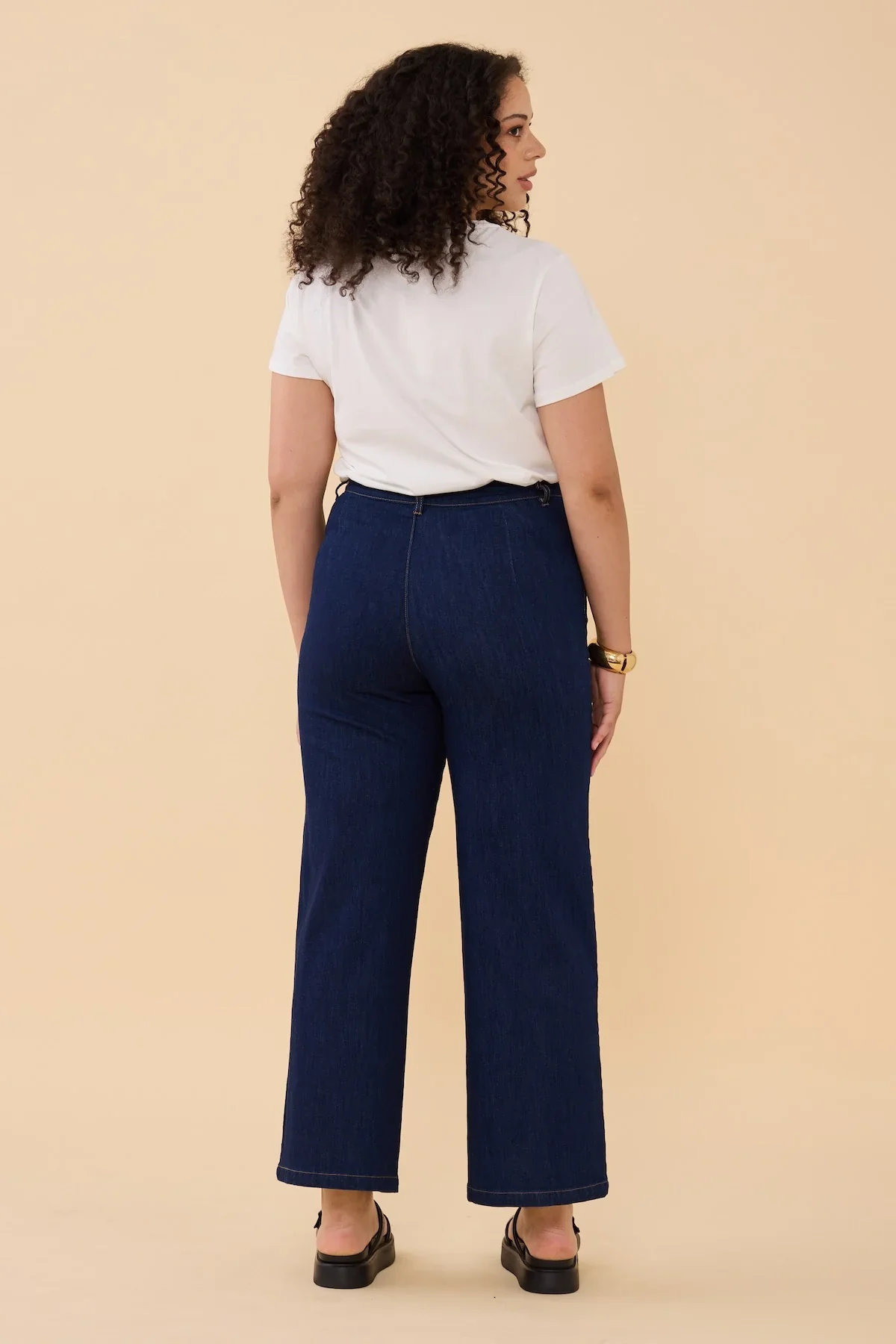 Denim High Waisted Pants - Dark Indigo - Image 7