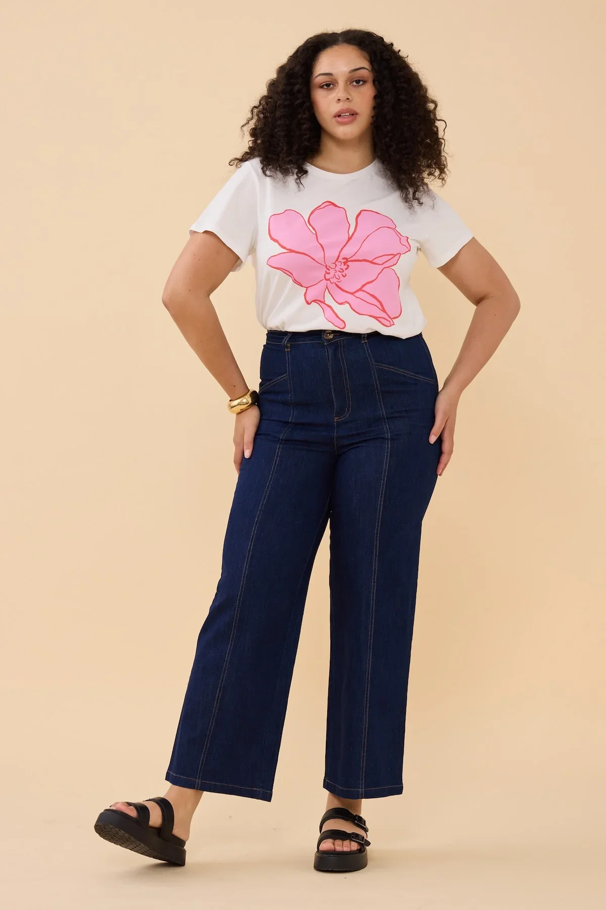 Denim High Waisted Pants - Dark Indigo - Image 8