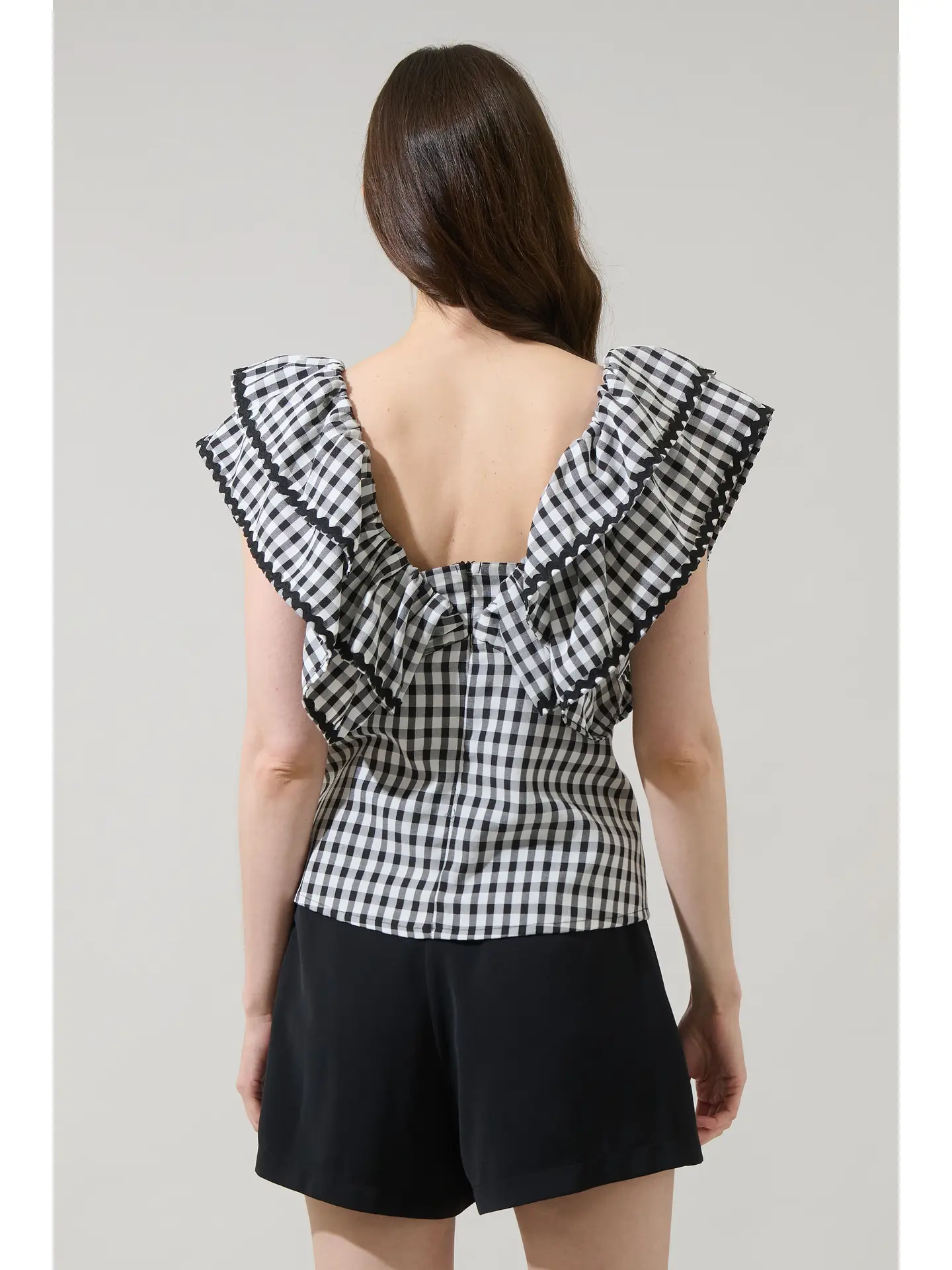 Dovery Gingham Leoti Ruffle Babydoll Top - Image 13