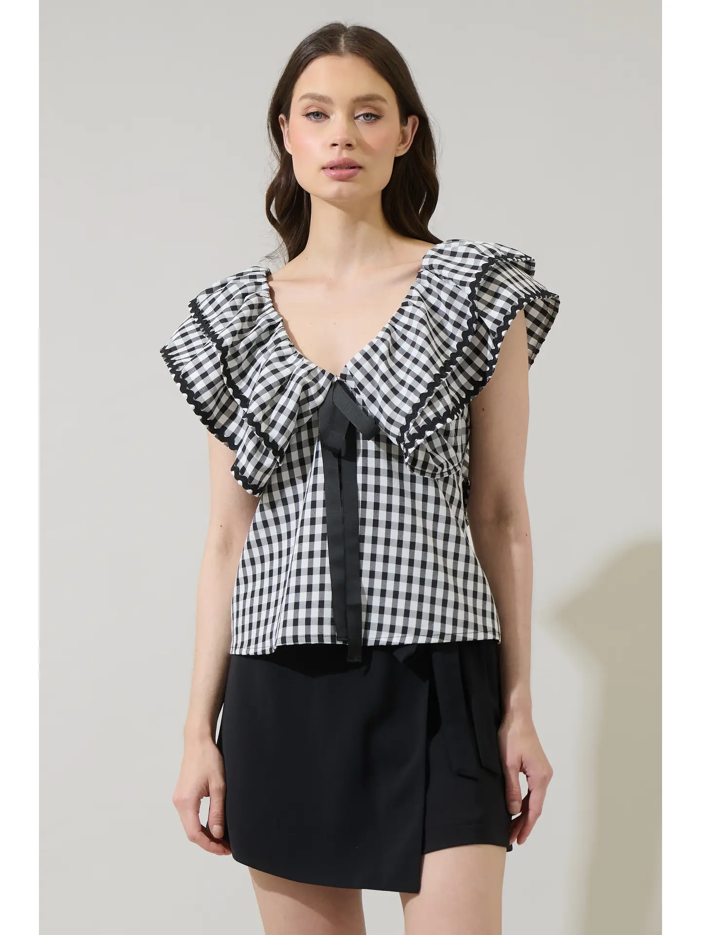 Dovery Gingham Leoti Ruffle Babydoll Top - Image 2