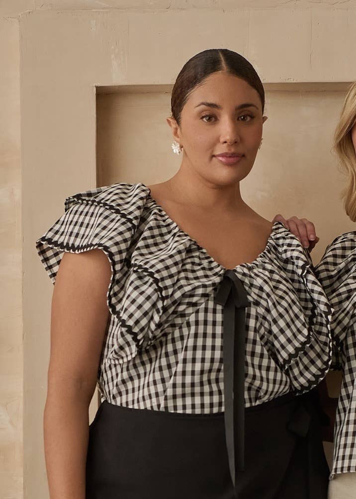 Dovery Gingham Leoti Ruffle Babydoll Top - Image 3