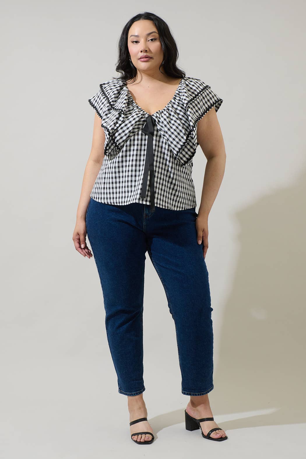 Dovery Gingham Leoti Ruffle Babydoll Top - Image 8
