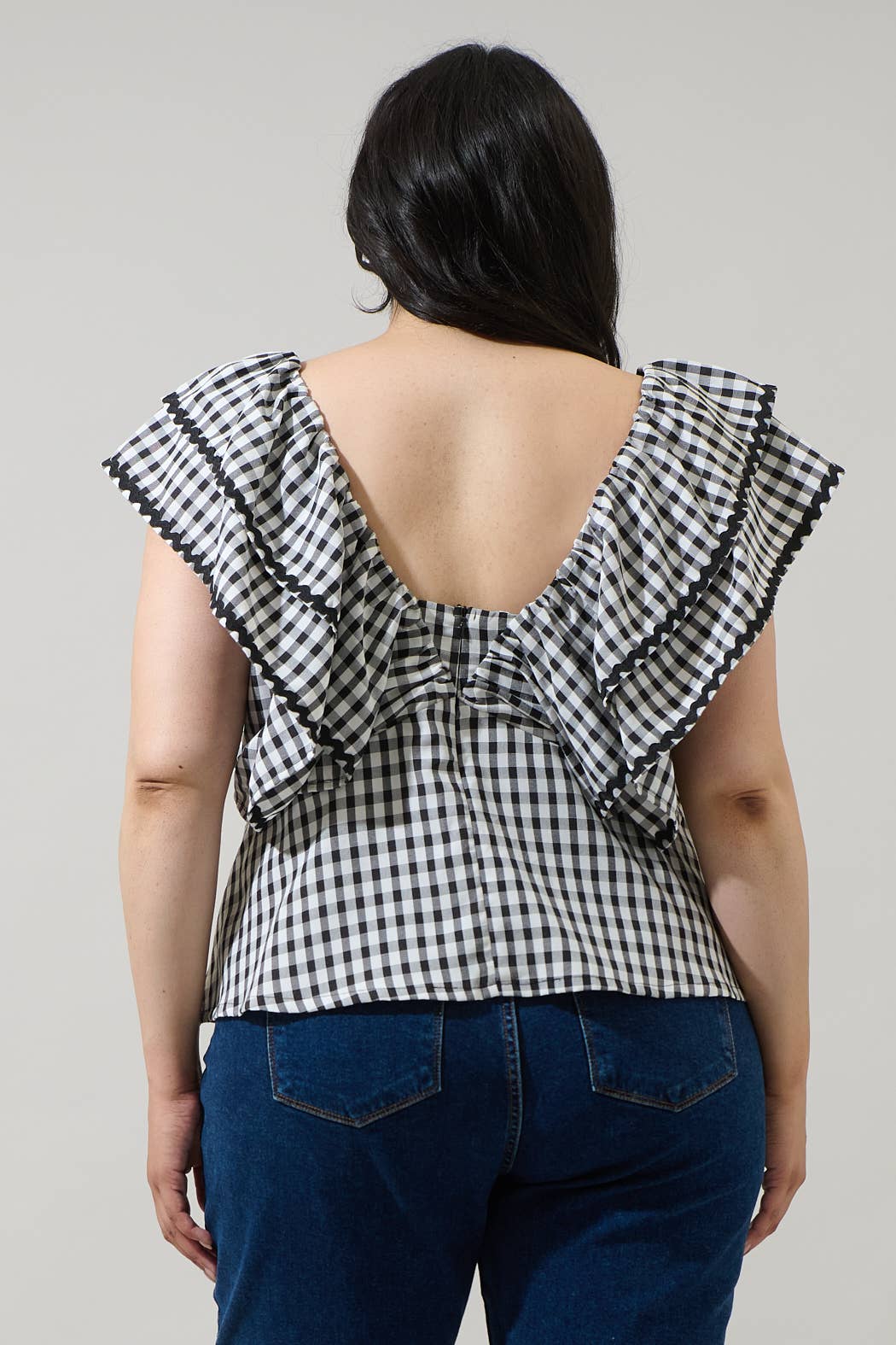 Dovery Gingham Leoti Ruffle Babydoll Top - Image 9