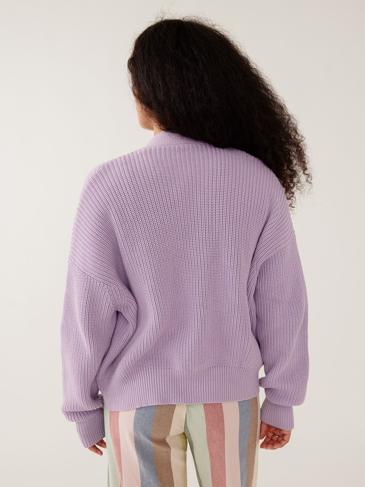 Fisherman Cardigan - Lilac Cotton - Image 3