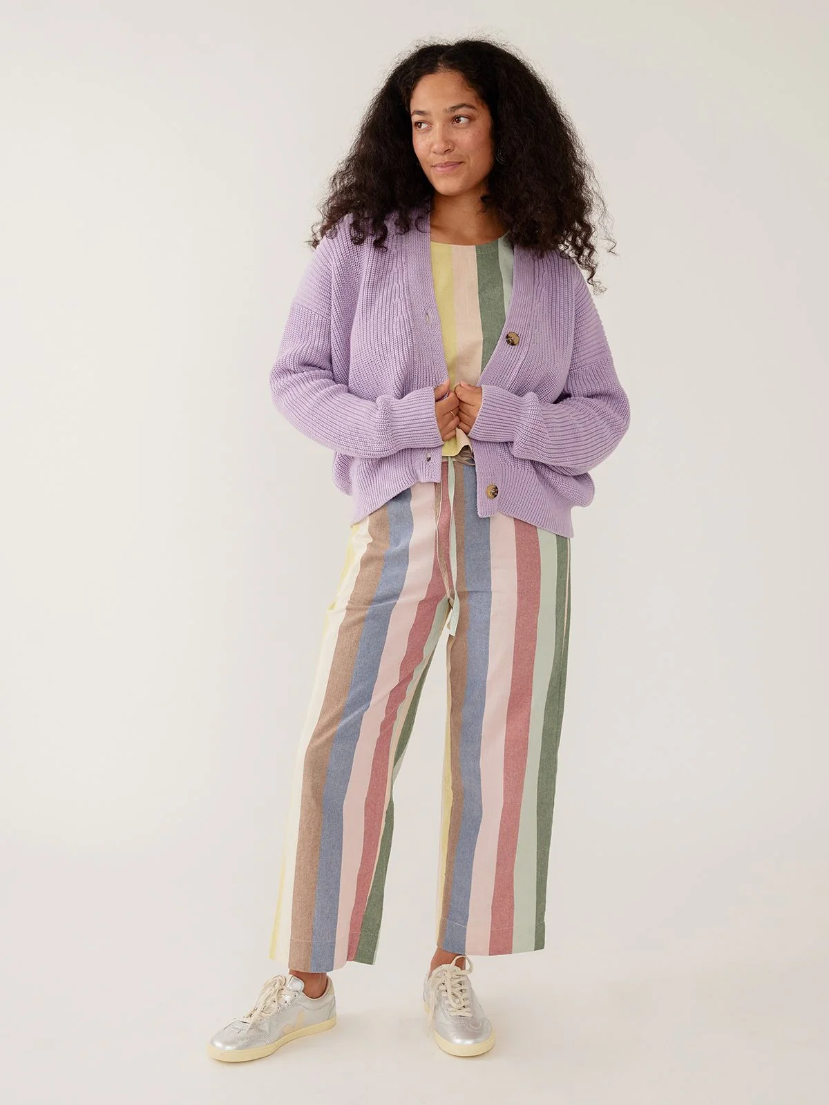 Fisherman Cardigan - Lilac Cotton - Image 5