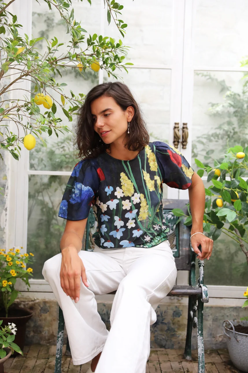 Flora Blouse - Navy - Image 3