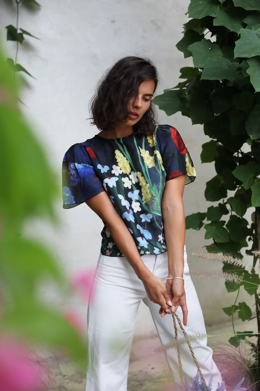 Flora Blouse - Navy - Image 4