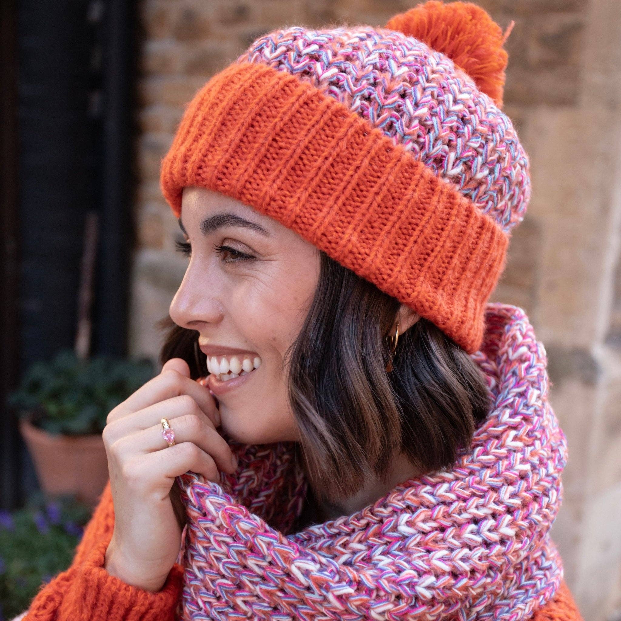 Florence Twist Oversized Knitted Scarf - Orange - Image 8