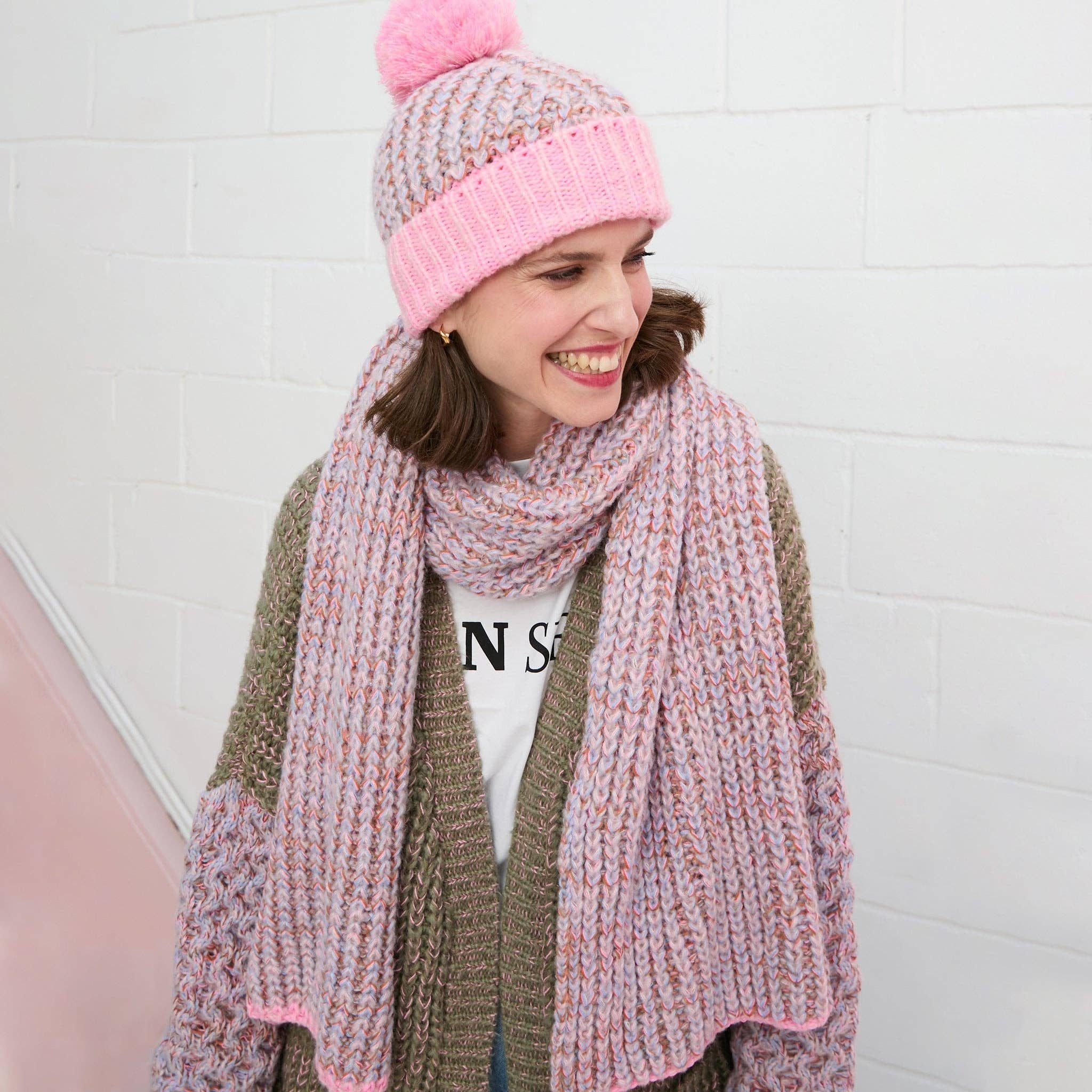 Florence Twist Oversized Knitted Scarf - Pink - Image 4