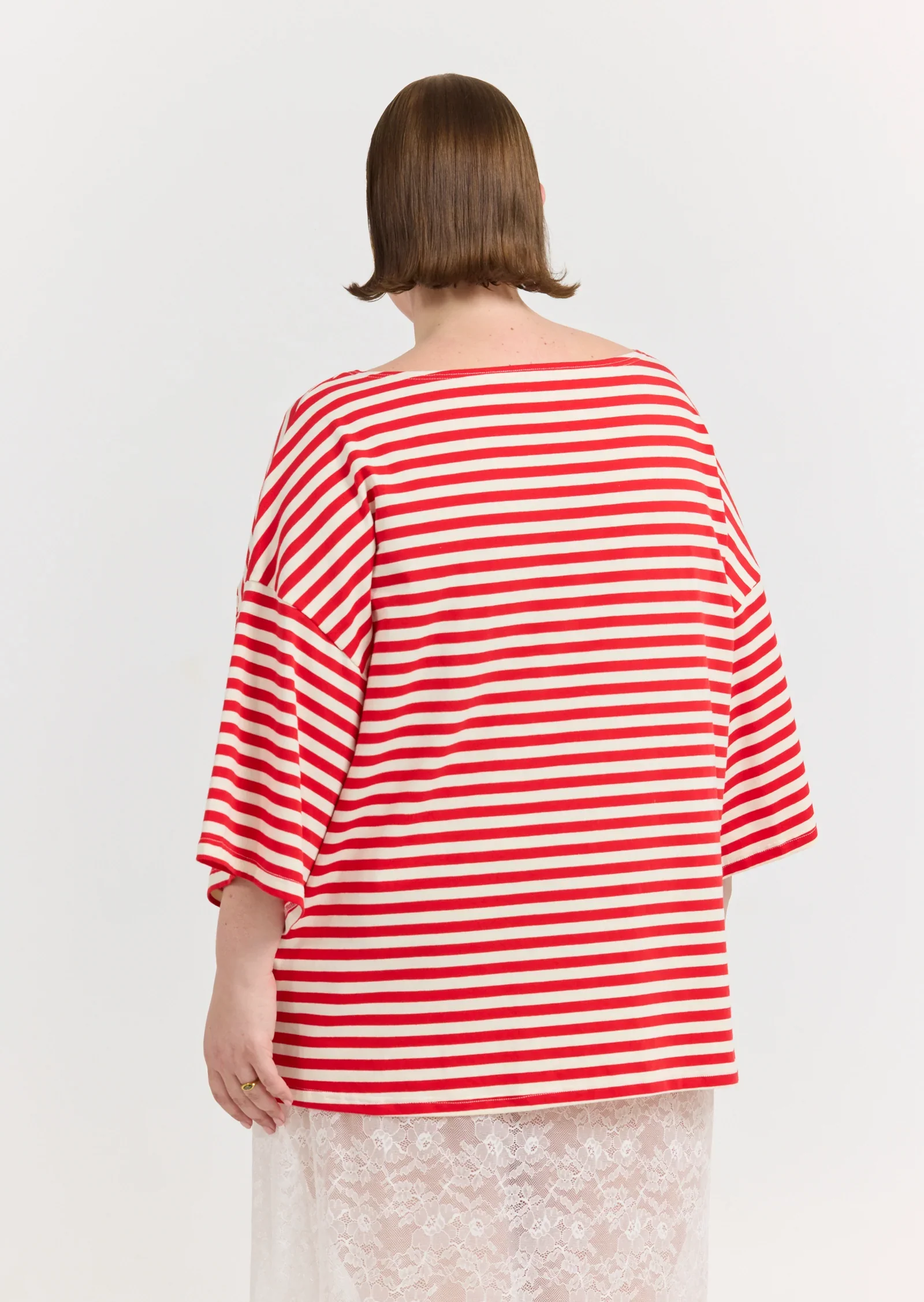 Freya Boat Neck in Red stripes - Image 3