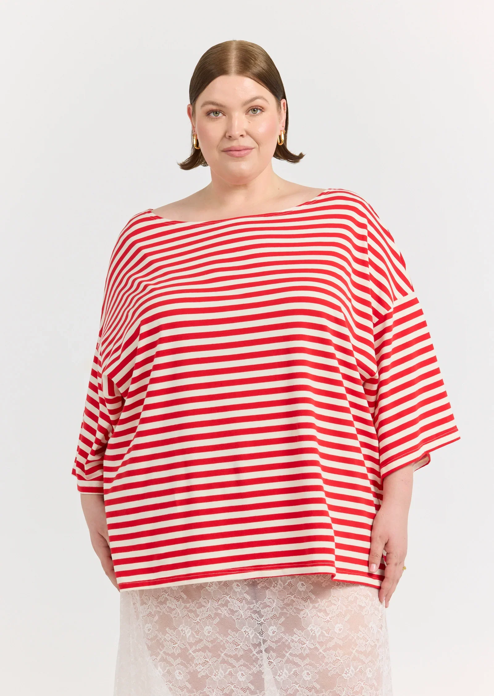 Freya Boat Neck in Red stripes - Image 6