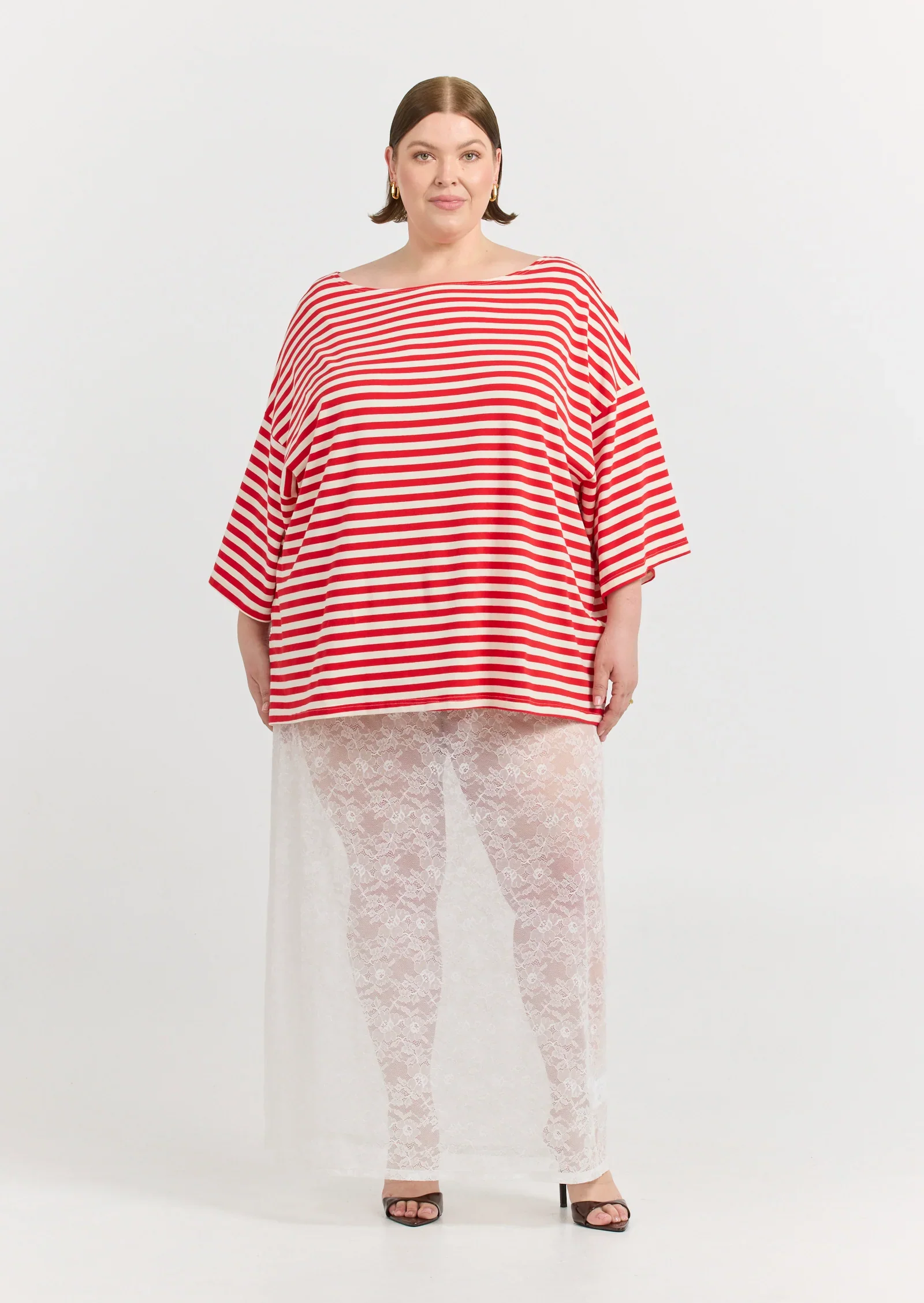 Freya Boat Neck in Red stripes - Image 8