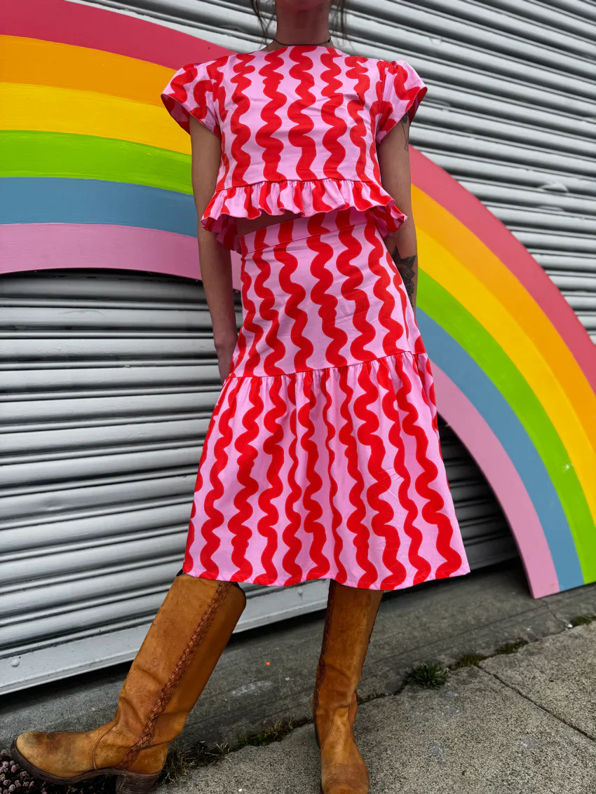 Gail Skirt - Pink Squiggle - Image 4
