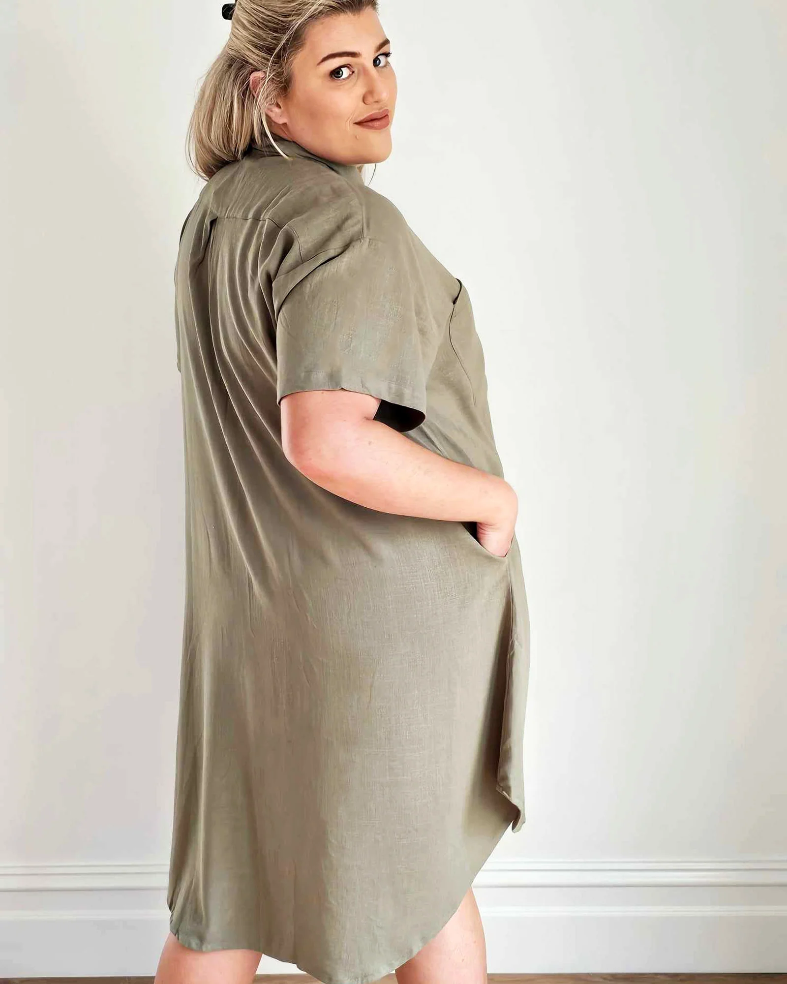 Girlfriend Shirt Dress in Olivine - Image 4