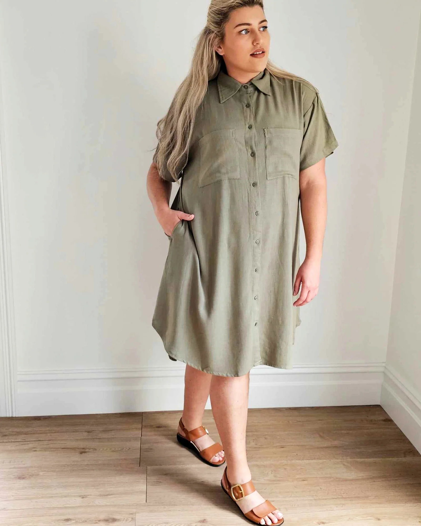 Girlfriend Shirt Dress in Olivine - Image 5