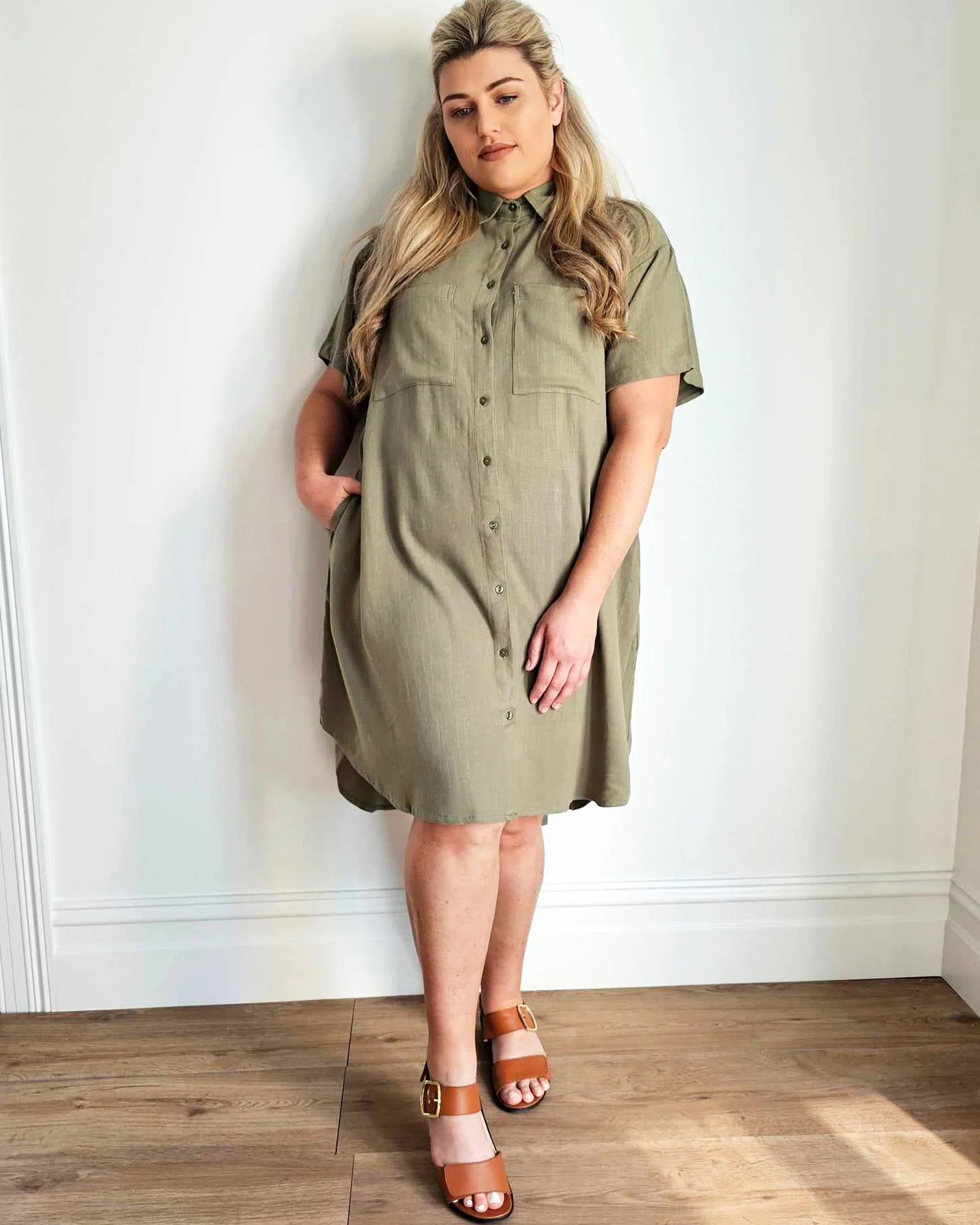 Girlfriend Shirt Dress in Olivine - Image 8