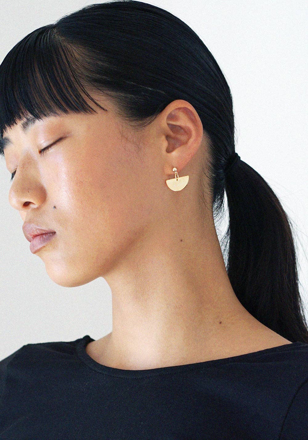 Half Moon Earrings - Gold - Image 2