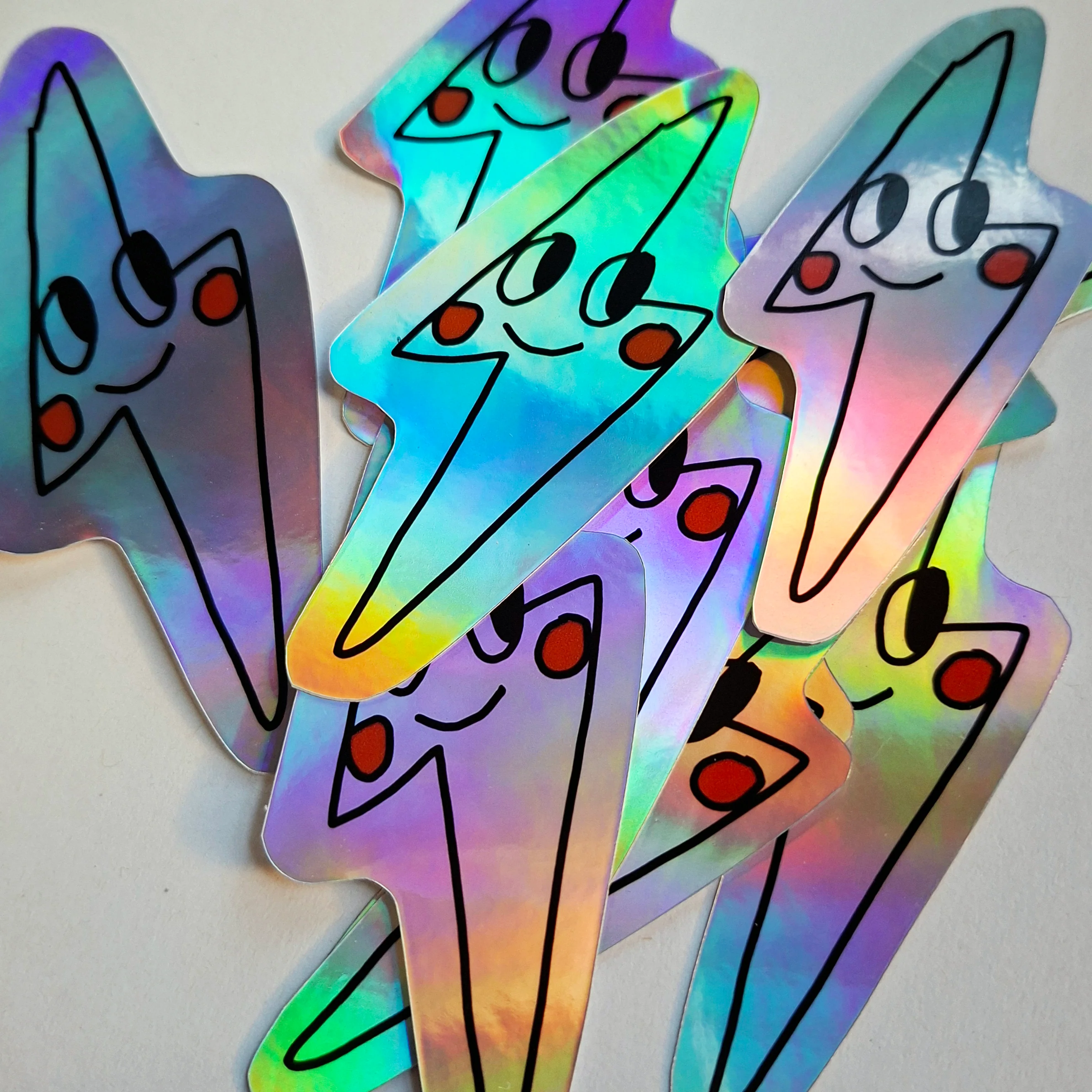 Happy Lightning Bolt sticker (holographic finish) - Image 3