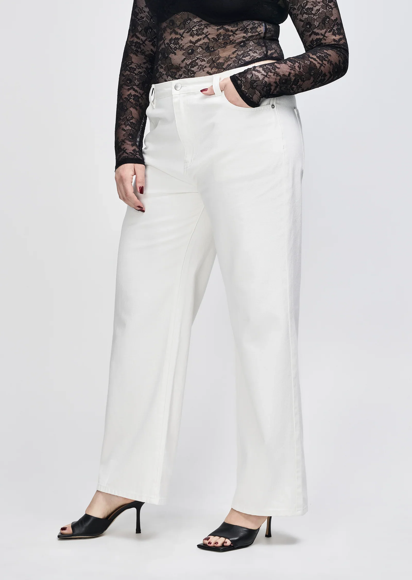 Henri High Waisted Straight Leg Jean - White - Image 3