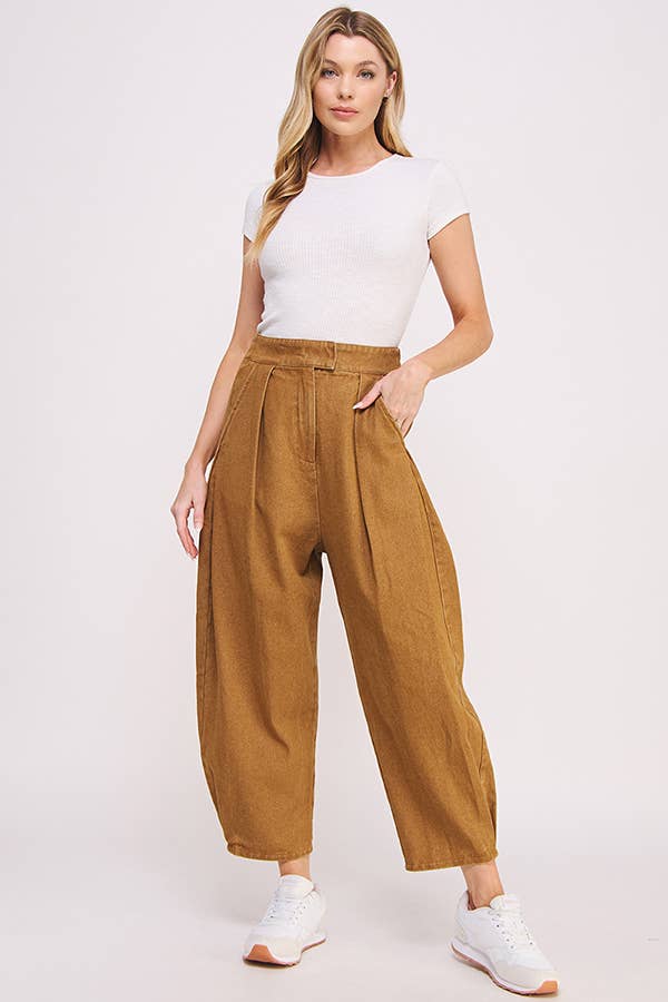 High Waisted Barrel Pants in Mocha - Image 6